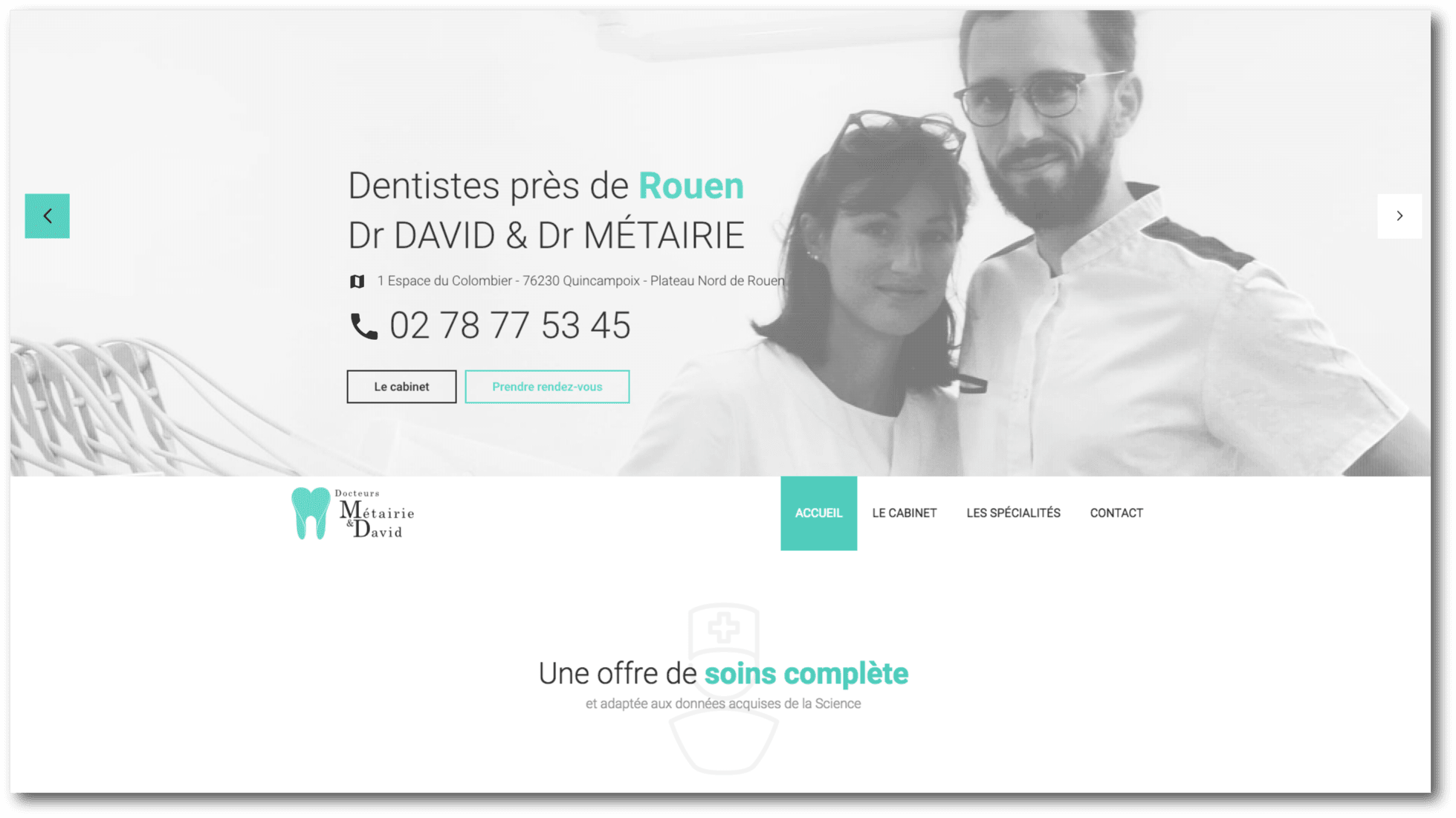 Dr Métairie & David Homepage Site internet dentistes