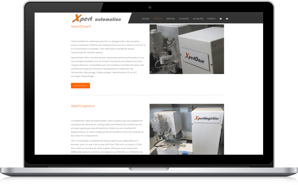 Xpert Automation Mockup page du site Xpert Automation