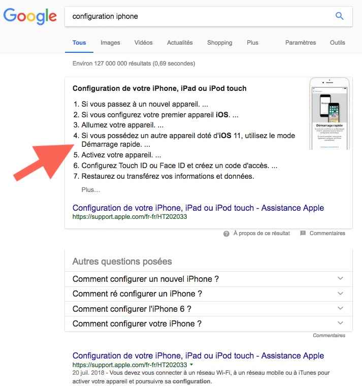 Exemple de snippet Google