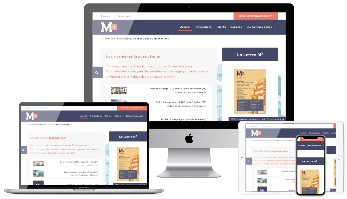 Mockups du site Lettre M2