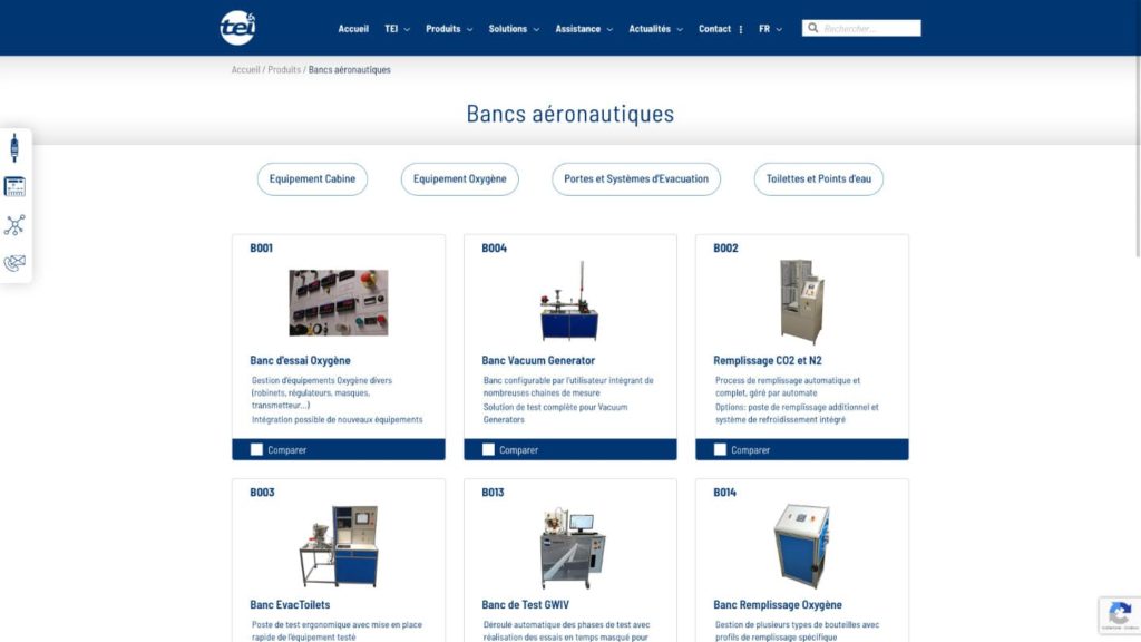 Page bancs aéronautiques du site TEI