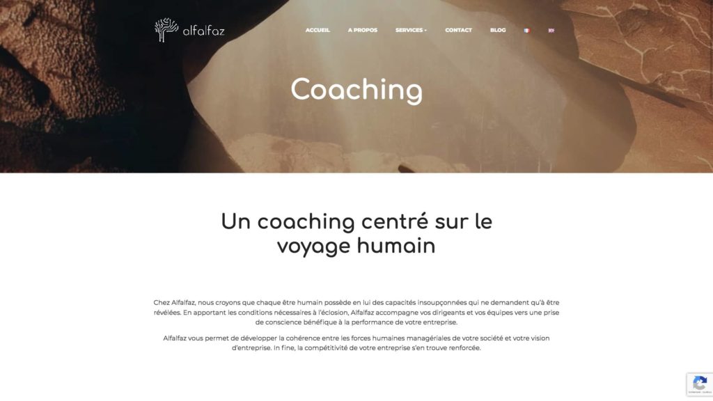 Page Coaching du site Alfalfaz