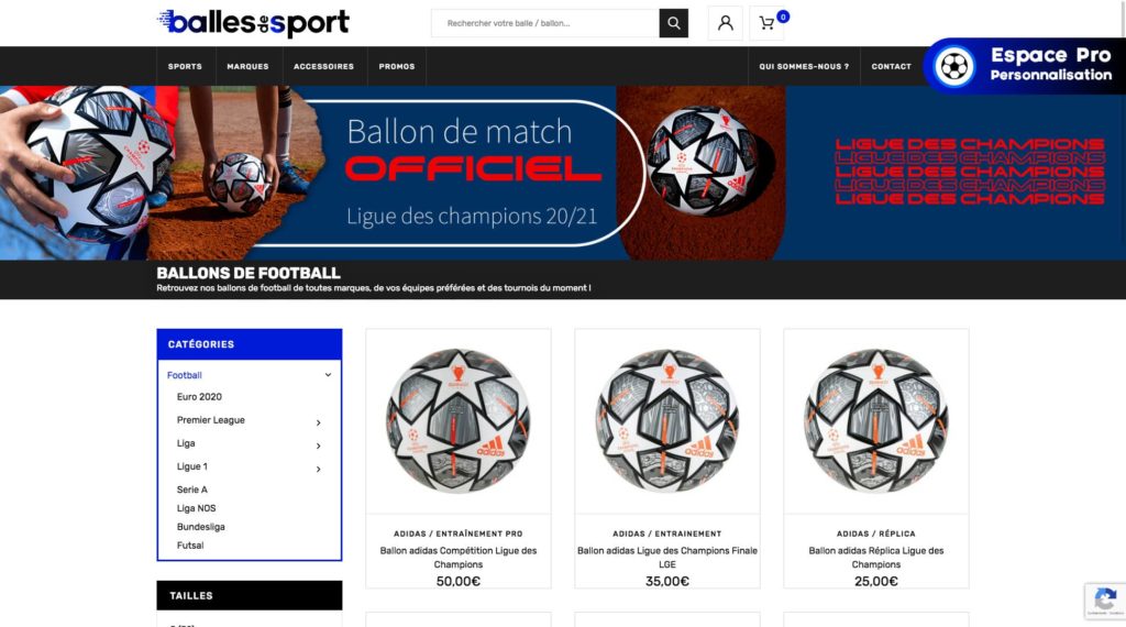 Page ballons de foot du site balles de sport