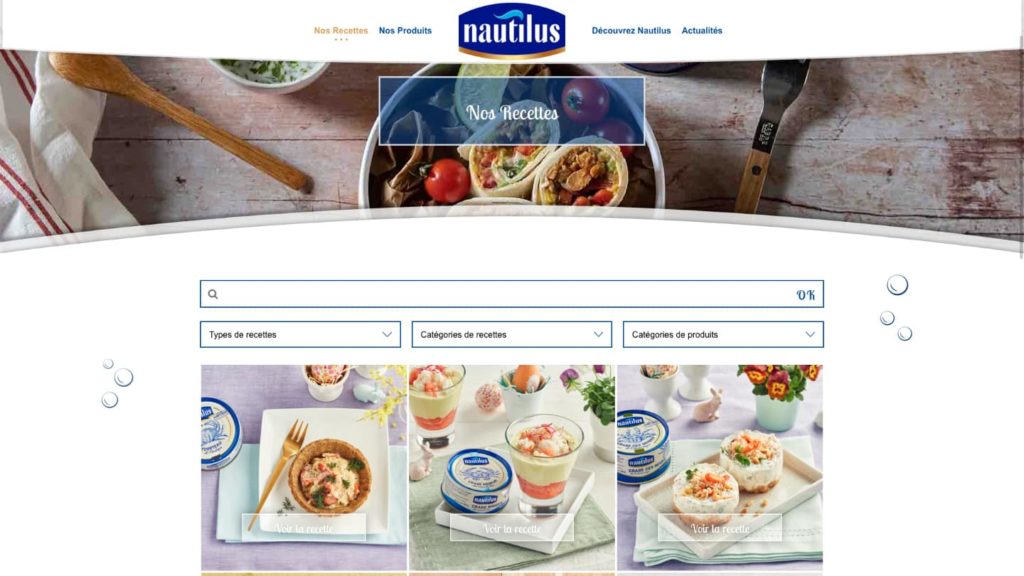 Page nos recettes Nautilus