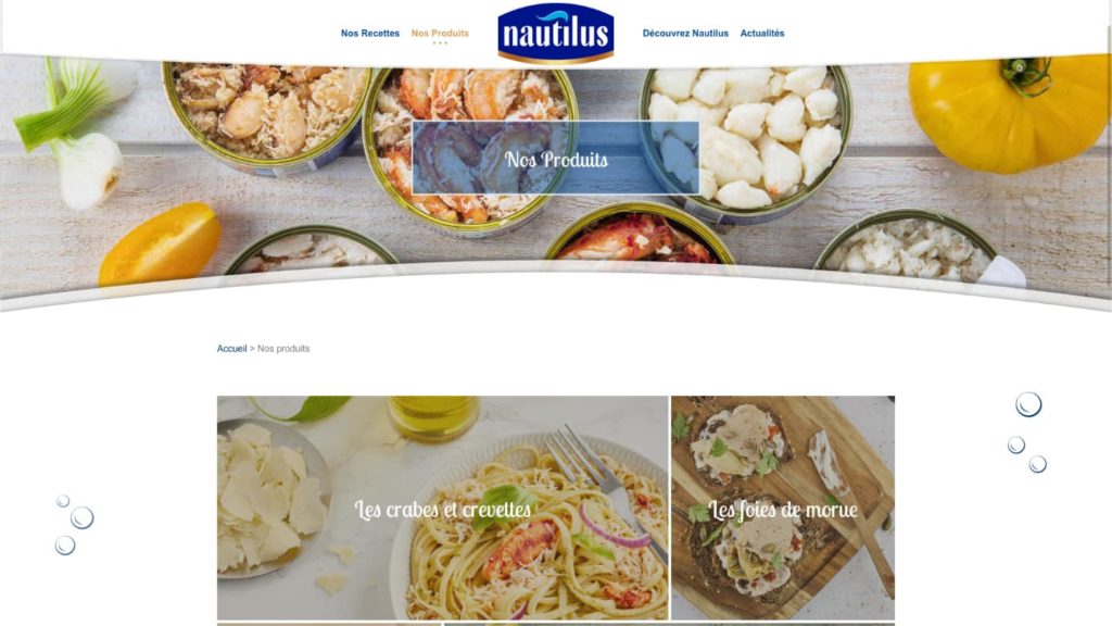 Ecran du site internet Nautilus