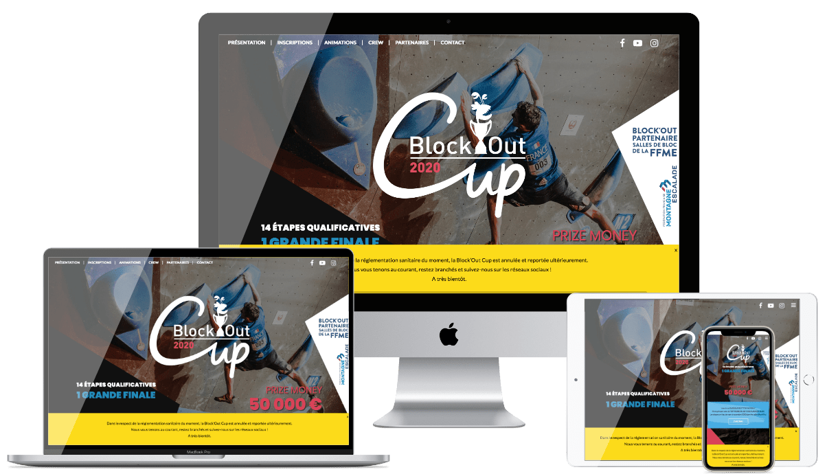 Le site de la Block'Out Cup sur différents écrans