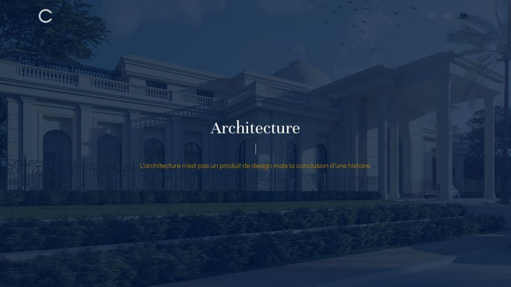 Ecran du site Xavier Cartron sur la partie Architecture