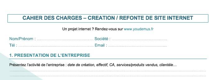 Exemple de cahier des charges pour la refonte d'un site internet