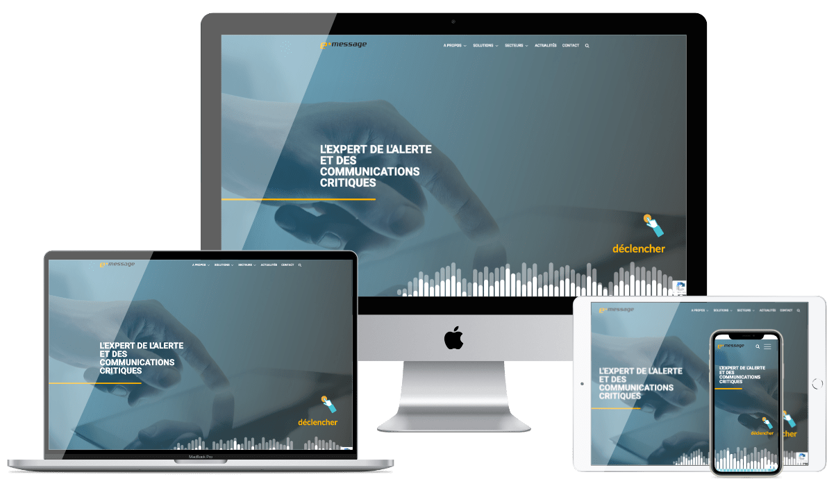 aperçu du site e message sur différents écrans