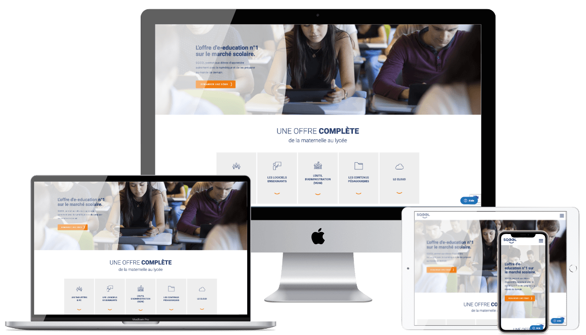 le site Sqool sur différents écrans