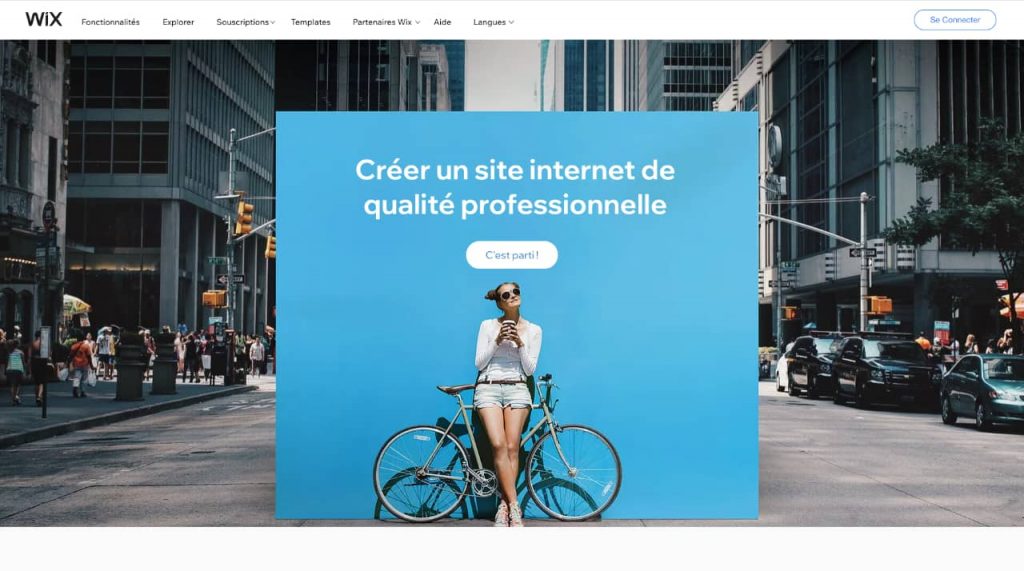 Page d'accueil du site Wix