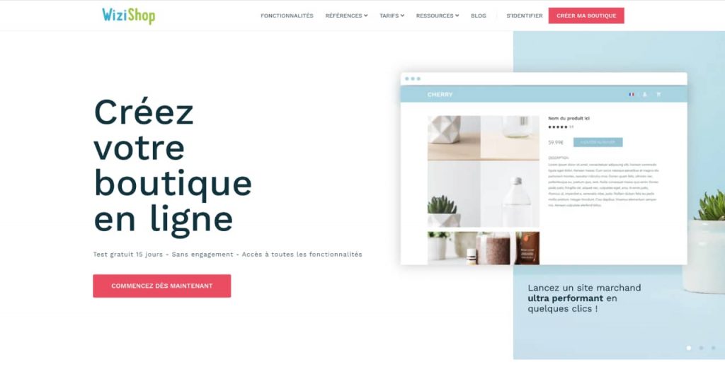 Page d'accueil du site Wizishop