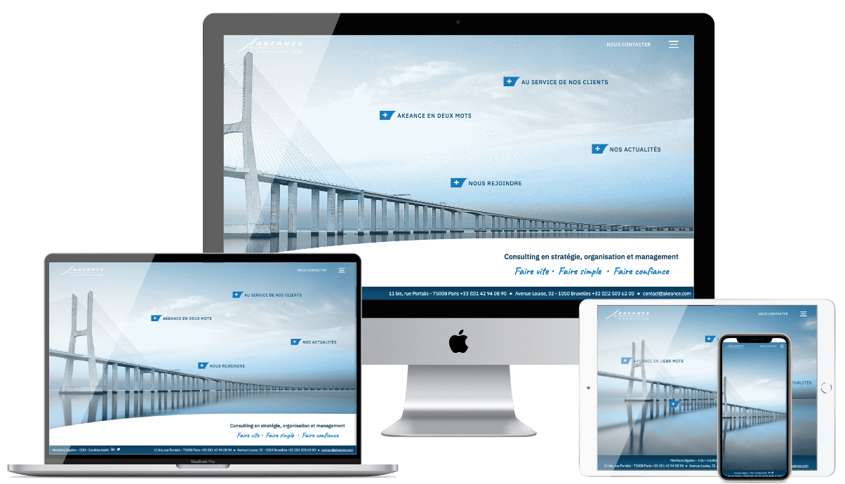 aperçu du site akeance sur différents écrans