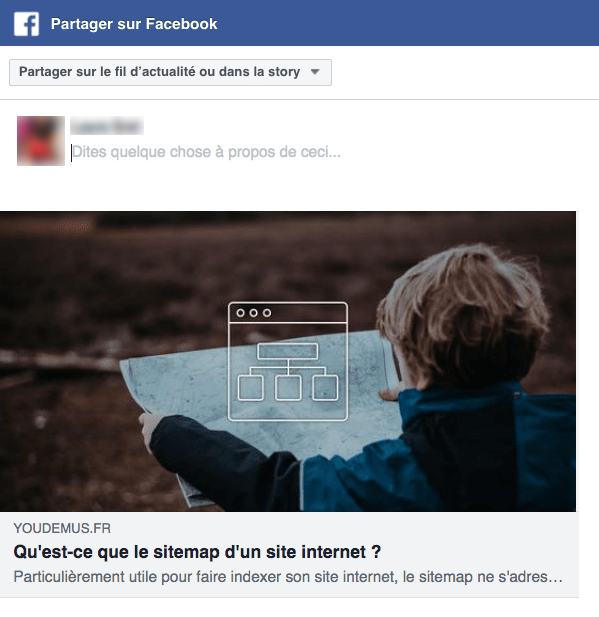 Fenêtre de partage Facebook