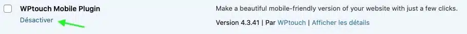 Désactiver un plugin WordPress