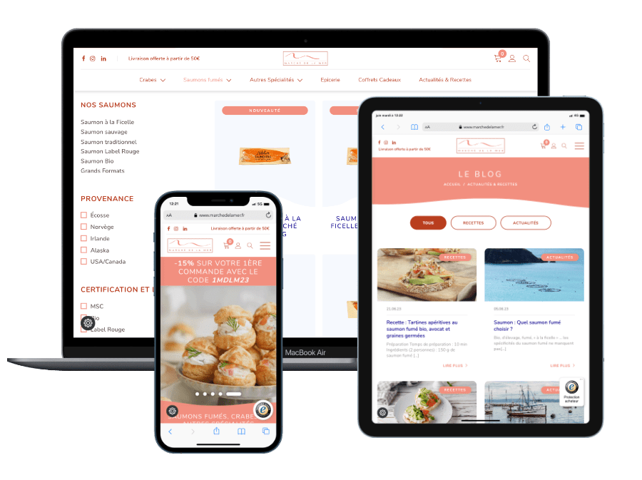 Mock up site web Le Marché de la mer