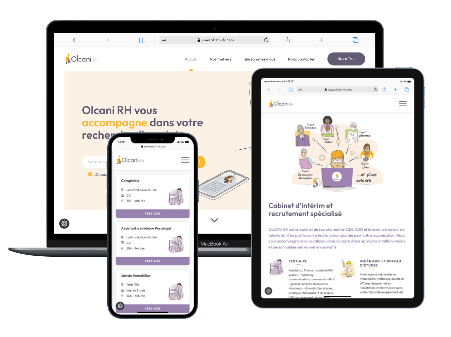 Responsive design du site Olcani RH
