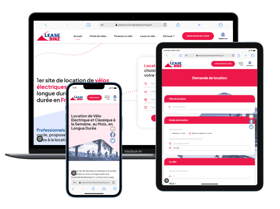 Responsive designe du site de location de vélos électriques