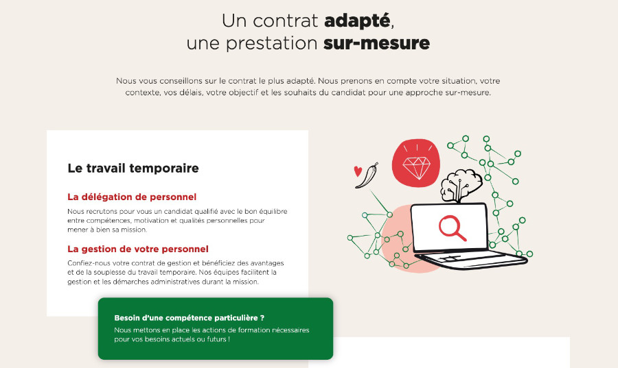section d'un site de recrutement joliment designée