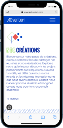 Page Créations