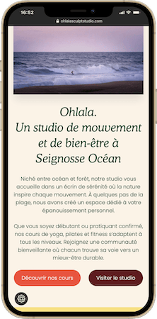 Section de la page d'accueil